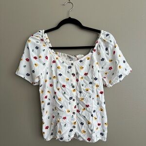 Madewell White Floral Blouse